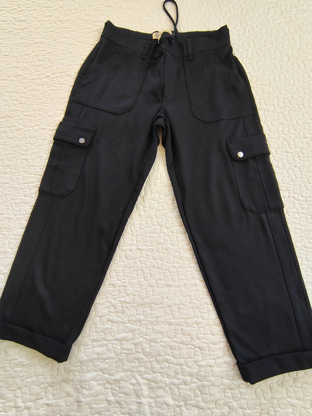 Democracy "Ab" Leisure Black Cargo Drawstring Pants Size L